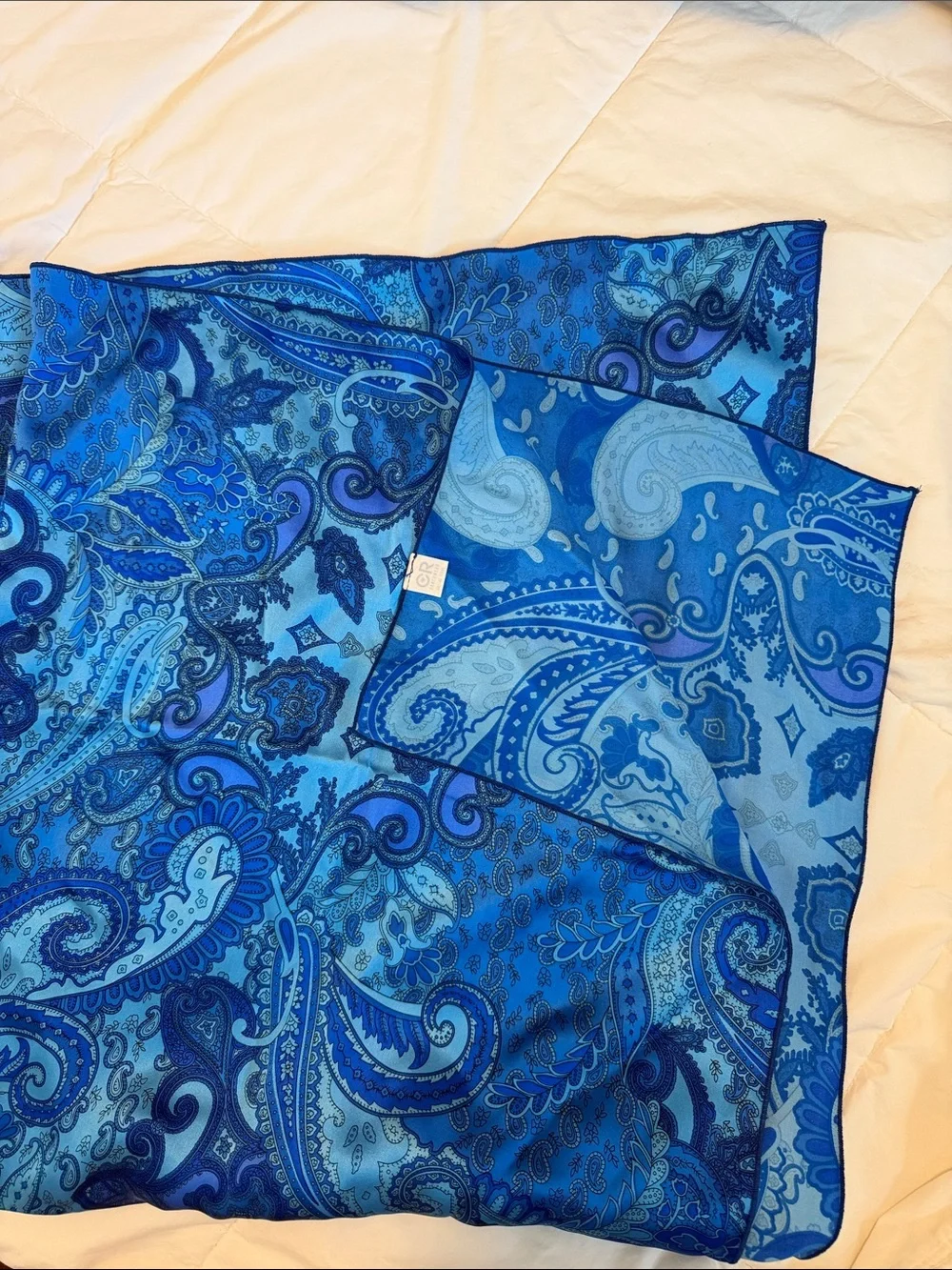 Blue Paisley Silk Scarf - Unbranded